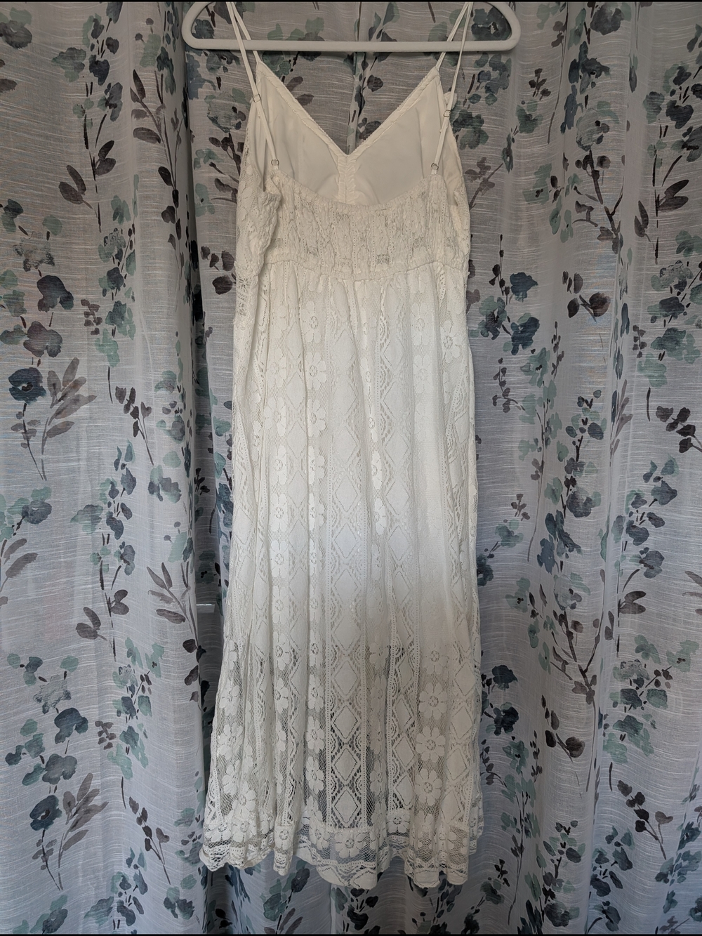 Boho White Lace Maxi Sundress with Pom Tie - Picture 5 of 5